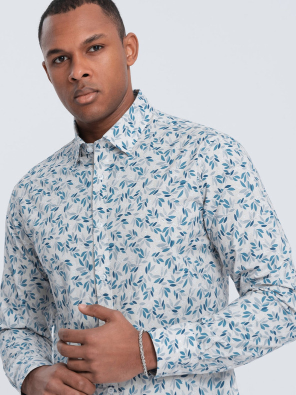 Ombre Clothing Šedá pánská vzorovaná košile Ombre Clothing