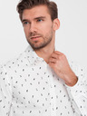 Ombre Clothing Bílá pánská vzorovaná slim fit košile Ombre Clothing