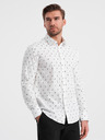 Ombre Clothing Bílá pánská vzorovaná slim fit košile Ombre Clothing
