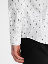 Ombre Clothing Bílá pánská vzorovaná slim fit košile Ombre Clothing