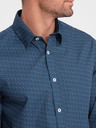 Ombre Clothing Modrá pánská vzorovaná slim fit košile Ombre Clothing