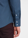 Ombre Clothing Modrá pánská vzorovaná slim fit košile Ombre Clothing