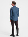 Ombre Clothing Modrá pánská vzorovaná slim fit košile Ombre Clothing