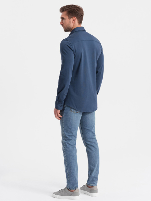 Ombre Clothing Modrá pánská žerzejová košile Ombre Clothing