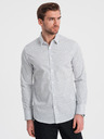 Ombre Clothing Bílá pánská vzorovaná slim fit košile Ombre Clothing