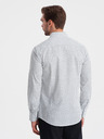 Ombre Clothing Bílá pánská vzorovaná slim fit košile Ombre Clothing
