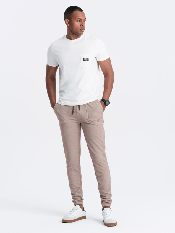 Ombre Clothing Světle hnědé pánské tepláky Ombre Clothing