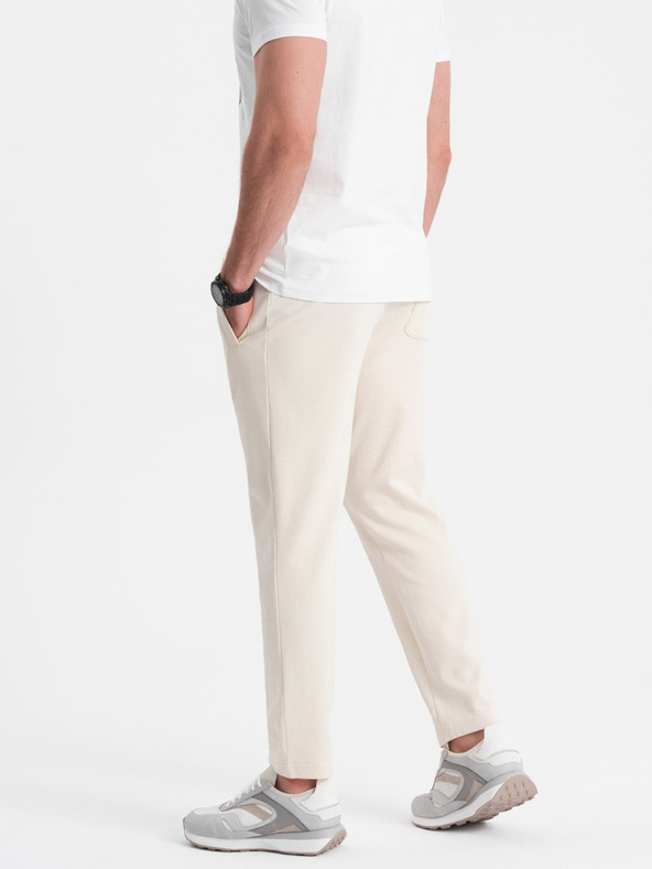 Ombre Clothing Krémové pánské tepláky Ombre Clothing