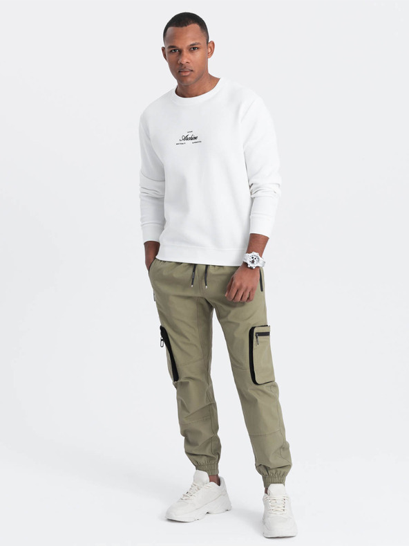 Ombre Clothing Zelené pánské cargo jogger kalhoty Ombre Clothing