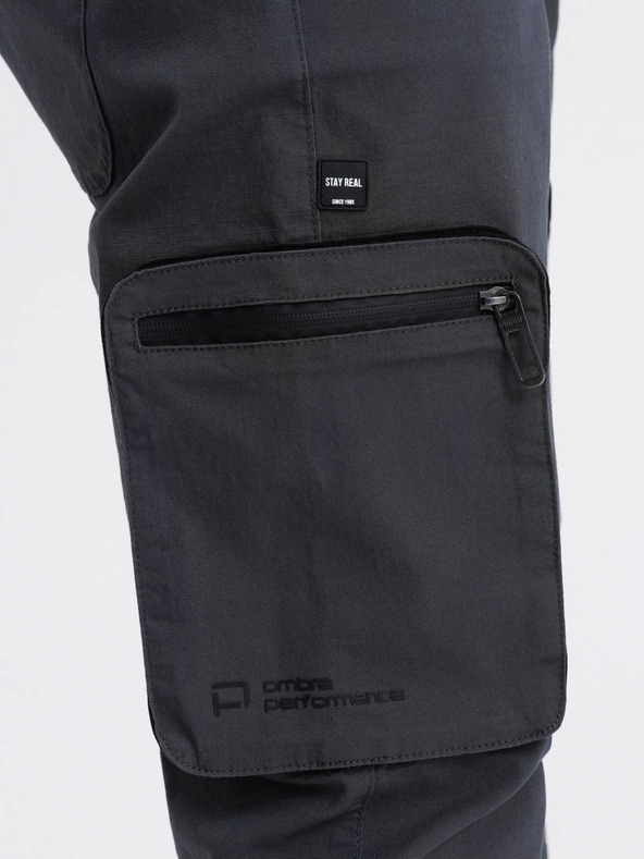 Ombre Clothing Šedé pánské cargo jogger kalhoty Ombre Clothing