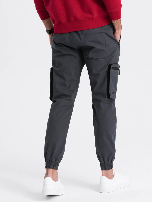 Ombre Clothing Šedé pánské cargo jogger kalhoty Ombre Clothing