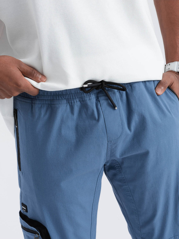 Ombre Clothing Modré pánské cargo jogger kalhoty Ombre Clothing