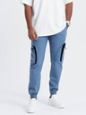 Ombre Clothing Modré pánské cargo jogger kalhoty Ombre Clothing