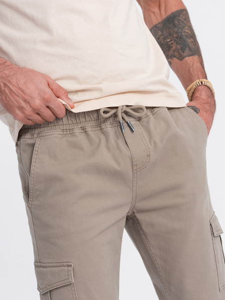 Ombre Clothing Béžové pánské cargo jogger kalhoty Ombre Clothing