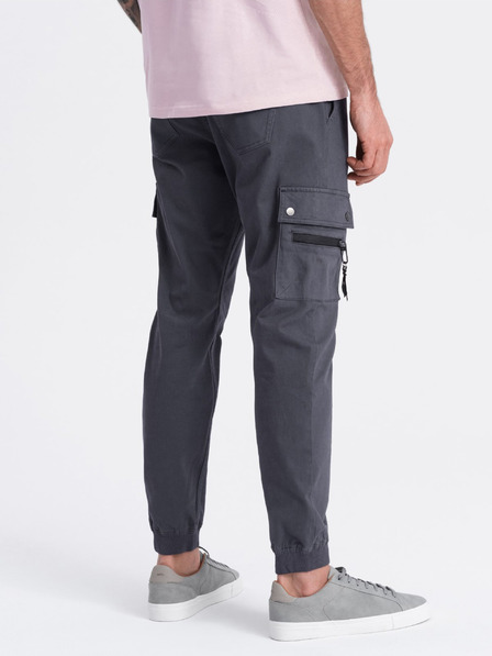 Ombre Clothing Tmavě šedé pánské cargo jogger kalhoty Ombre Clothing