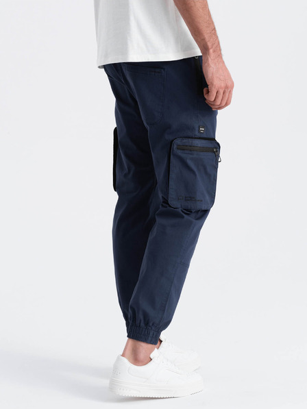 Ombre Clothing Tmavě modré pánské cargo jogger kalhoty Ombre Clothing