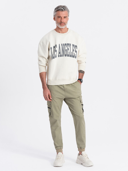 Ombre Clothing Khaki pánské cargo jogger kalhoty Ombre Clothing