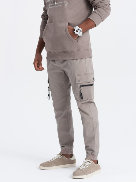 Ombre Clothing Béžové pánské cargo jogger kalhoty Ombre Clothing