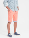 Ombre Clothing Korálové pánské chino kraťasy s džínovým lemem Ombre Clothing