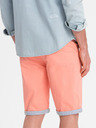Ombre Clothing Korálové pánské chino kraťasy s džínovým lemem Ombre Clothing