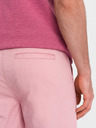 Ombre Clothing Růžové pánské chino kraťasy s džínovým lemem Ombre Clothing
