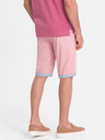 Ombre Clothing Růžové pánské chino kraťasy s džínovým lemem Ombre Clothing