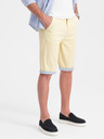 Ombre Clothing Žluté pánské chino kraťasy s džínovým lemem Ombre Clothing