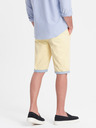 Ombre Clothing Žluté pánské chino kraťasy s džínovým lemem Ombre Clothing