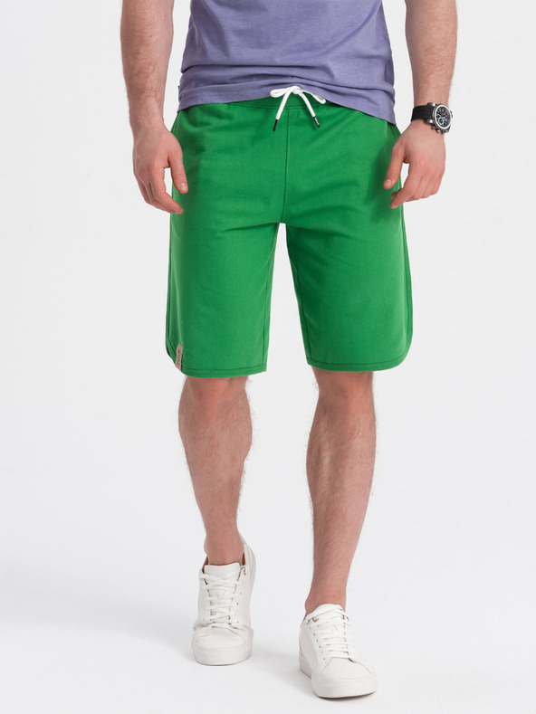 Ombre Clothing Zelené pánské teplákové kraťasy Ombre Clothing