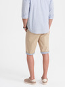 Ombre Clothing Béžové pánské chino kraťasy s džínovým lemem Ombre Clothing