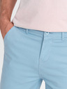 Ombre Clothing Modré pánské chino kraťasy s džínovým lemem Ombre Clothing
