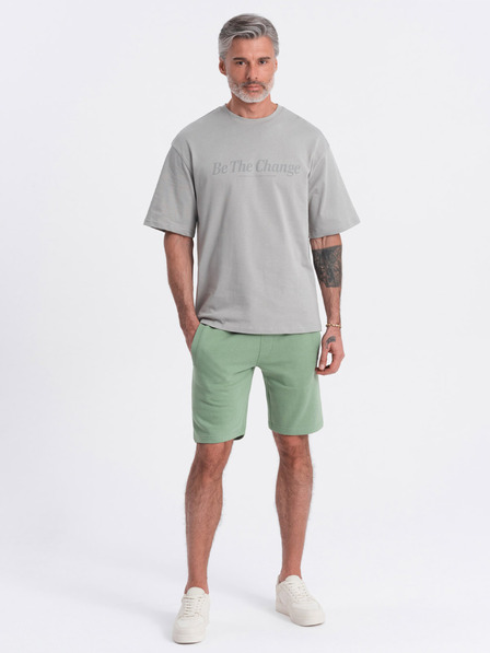 Ombre Clothing Zelené pánské teplákové kraťasy Ombre Clothing