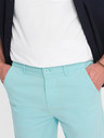 Ombre Clothing Tyrkysové pánské chino kraťasy s džínovým lemem Ombre Clothing
