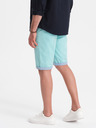 Ombre Clothing Tyrkysové pánské chino kraťasy s džínovým lemem Ombre Clothing
