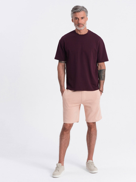 Ombre Clothing Růžové pánské teplákové kraťasy Ombre Clothing