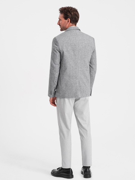 Ombre Clothing Šedé pánské kostkované sako s příměsí vlny Ombre Clothing