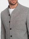 Ombre Clothing Šedé pánské sako bez klop Ombre Clothing