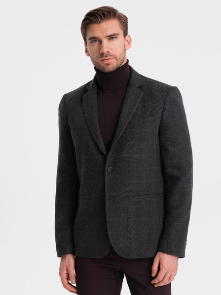 Ombre Clothing Čené pánské žakárové sako Ombre Clothing