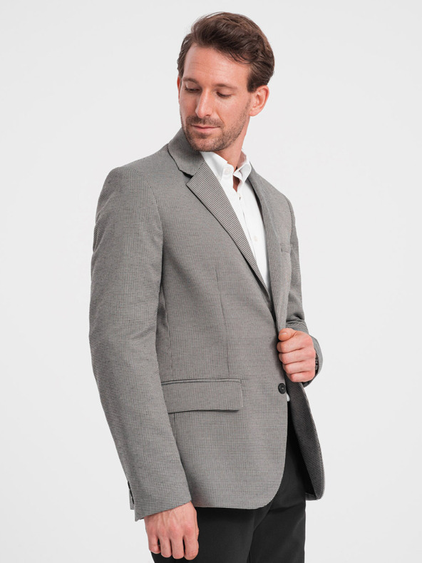 Ombre Clothing Šedé pánské jemně kostkované sako Ombre Clothing