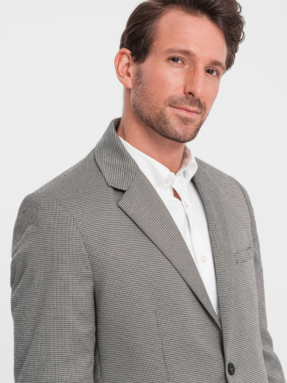 Ombre Clothing Šedé pánské jemně kostkované sako Ombre Clothing