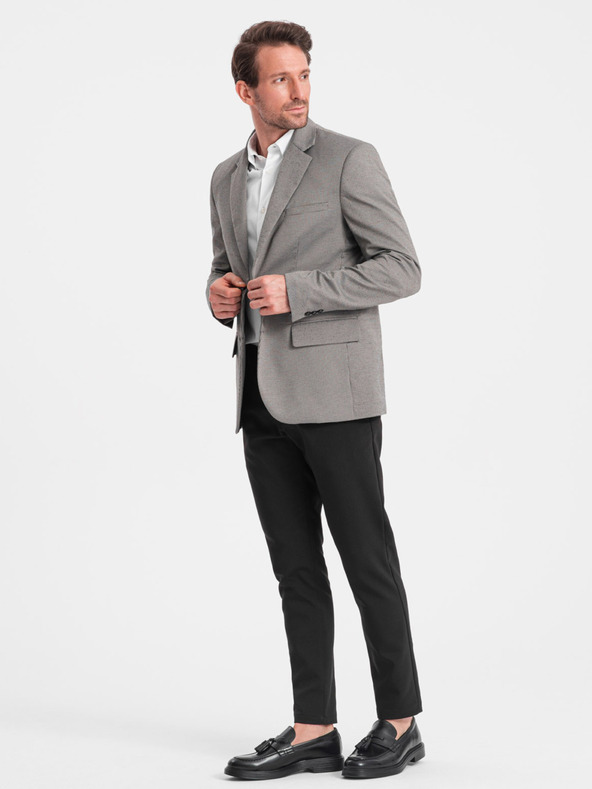 Ombre Clothing Šedé pánské jemně kostkované sako Ombre Clothing