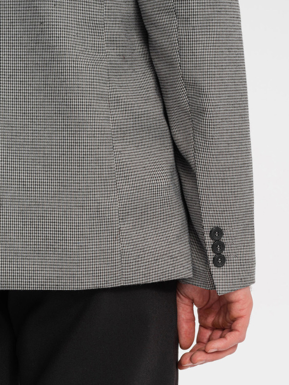 Ombre Clothing Šedé pánské jemně kostkované sako Ombre Clothing