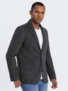 Ombre Clothing Tmavě šedé pánské kostkované sako s příměsí vlny Ombre Clothing