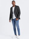 Ombre Clothing Tmavě šedé pánské kostkované sako s příměsí vlny Ombre Clothing
