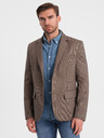 Ombre Clothing Hnědé pánské jemně kostkované sako Ombre Clothing