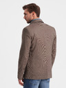 Ombre Clothing Hnědé pánské jemně kostkované sako Ombre Clothing