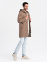 Ombre Clothing Hnědý pánský kabát s kapucí Ombre Clothing