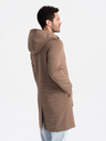 Ombre Clothing Hnědý pánský kabát s kapucí Ombre Clothing