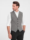 Ombre Clothing Šedá pánská žakárová vesta s klopami Ombre Clothing