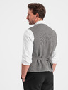 Ombre Clothing Šedá pánská žakárová vesta s klopami Ombre Clothing